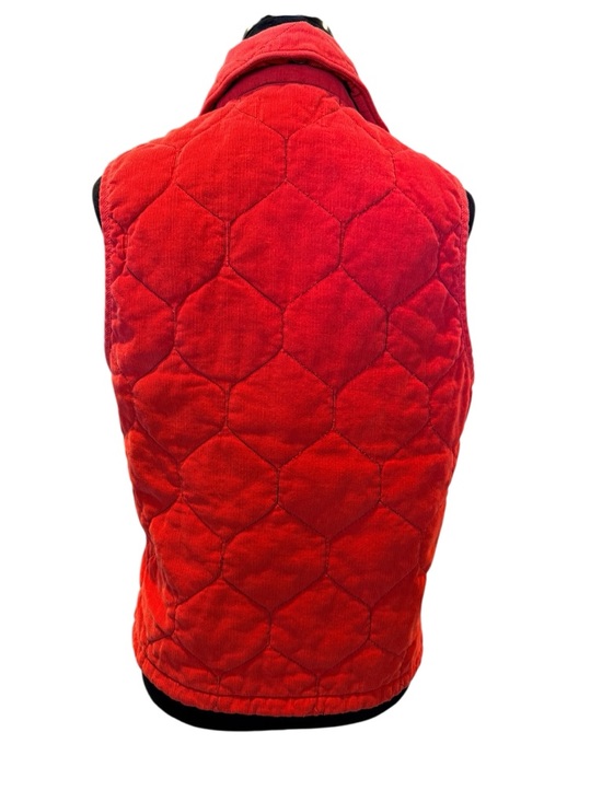 Habitat Red Quilted Corduroy Vest Big Button Front Women's Size Small - Picture 3 of 7